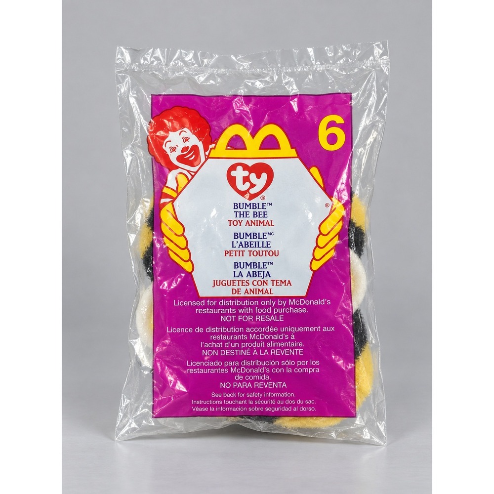 Vintage 2000 McDonalds Ty Teenie Beanie Baby Bumble the Bee 6 Sealed Happy Meal